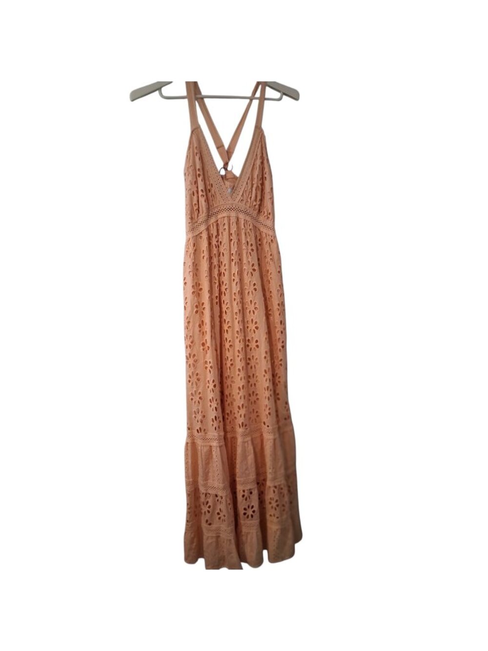 A Collective Story maxi dress womens Large peach eyelet lace cotton
